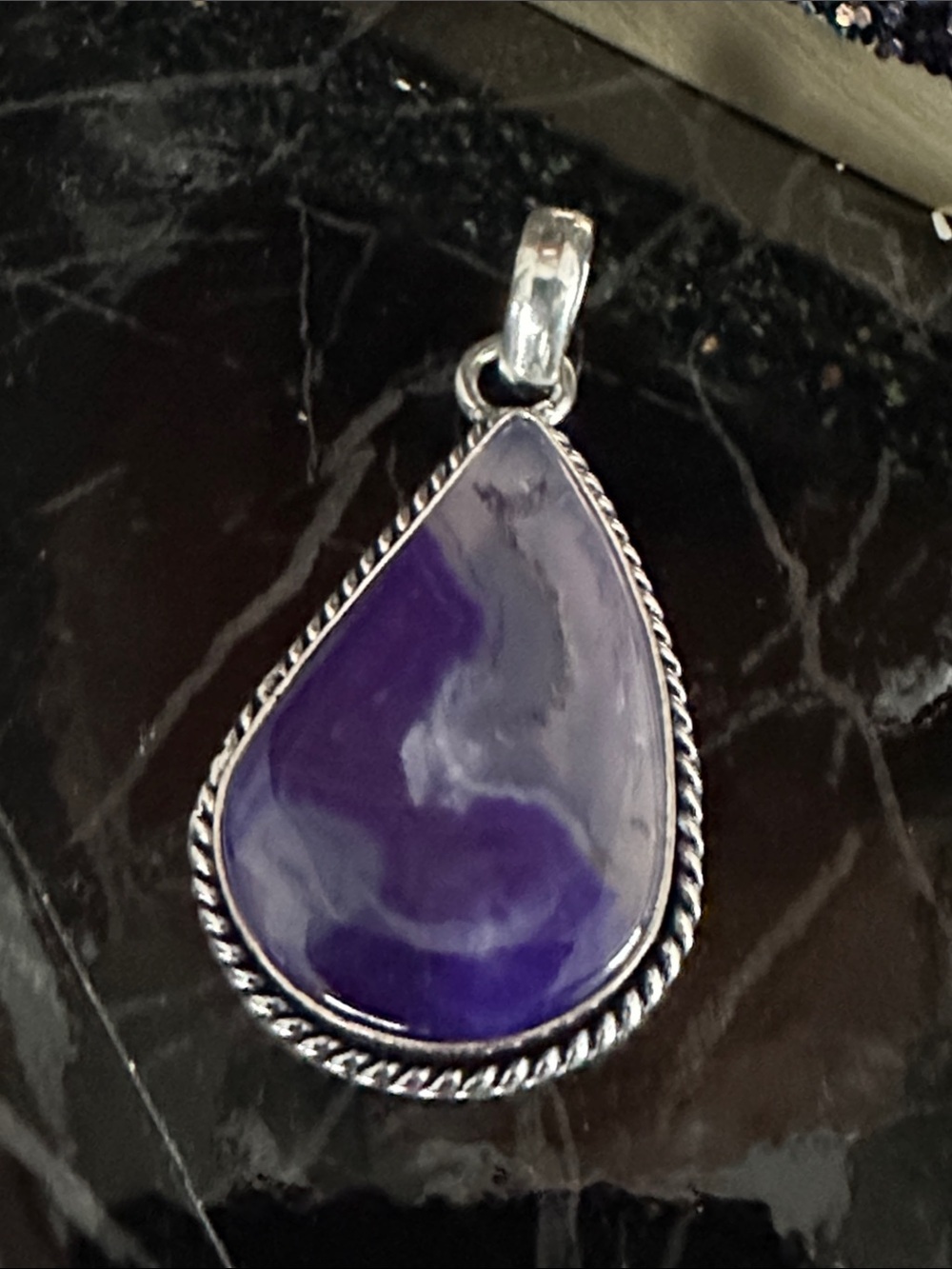 Artisan Handcrafted Purple Teardrop DYED AGATE Pendant Necklace - Picture 5 of 13
